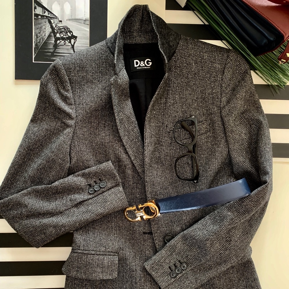 (New) Dolce&Gabbana Herringbone Lana Wool Blazer